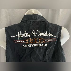 Harley Davidson 110 year Anniversary Sleeveless Button Up Shirt